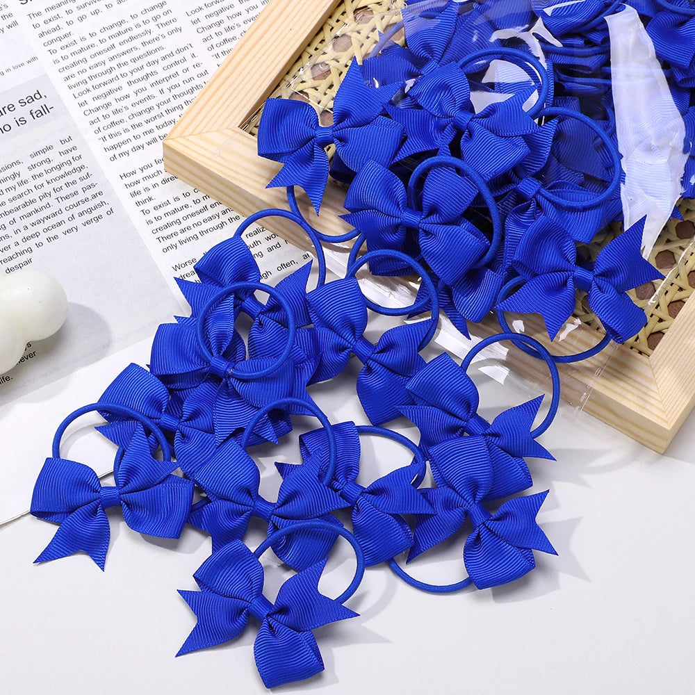 20Pcs/lot Girls Ribbon Hair Bows Rubber Band Kids Lovely Cheer Bowknot Hairband Boutique Children Headband headdress BABY BOWS