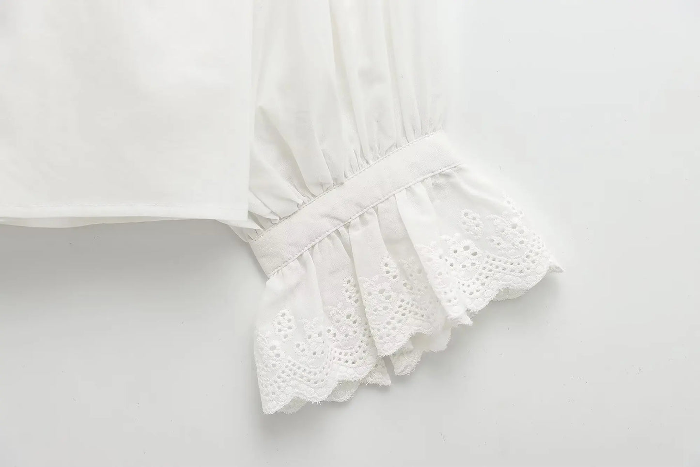 TRAF 2025 Woman Fashion Casual Breathable Hollowed Out Embroidered Top Slim Single Breasted Shirts Spring