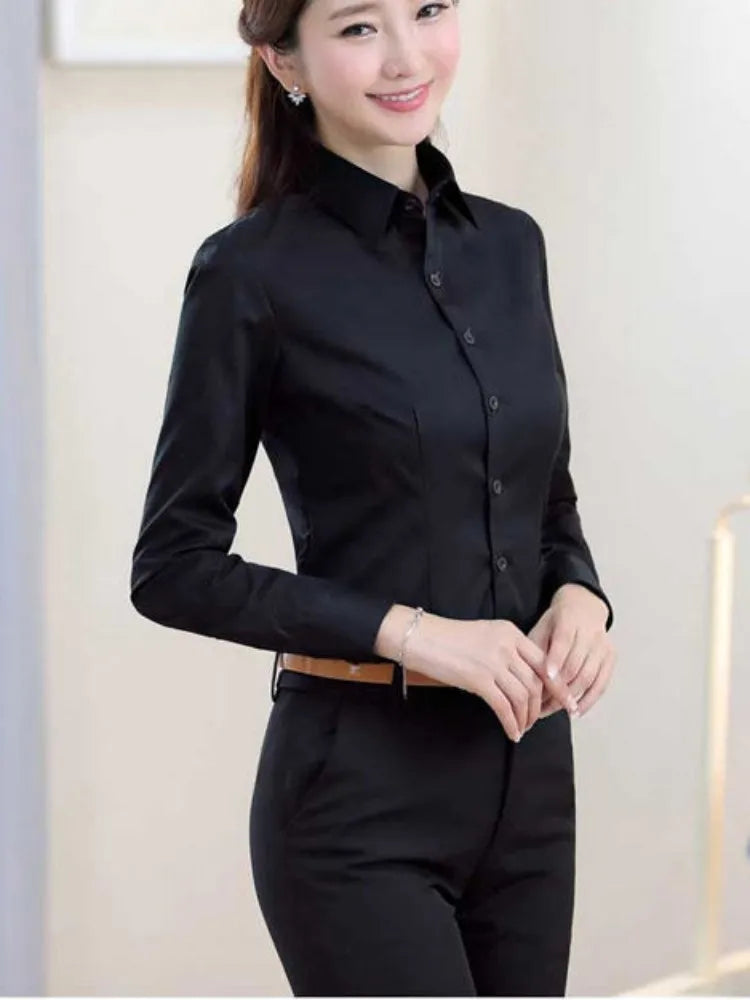 Shop Women's White Long-Sleeve Formal Shirt - Professional & Stylish Workwear