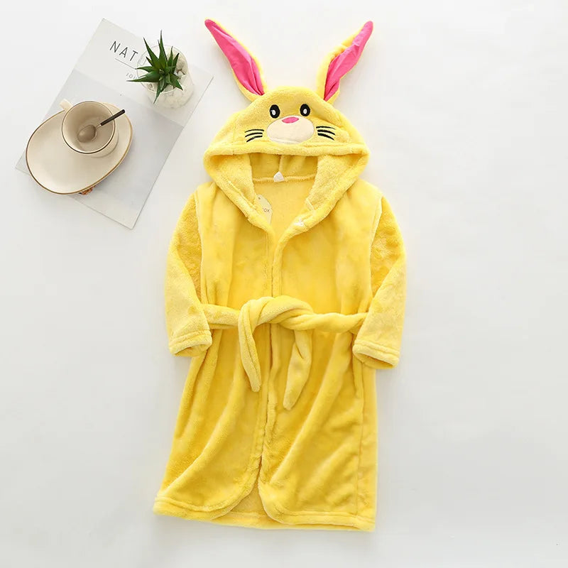 Boys Girls Hooded Bathrobe Toddler Rabbit Anime Cartoon Towel Beach Children's Sleepwear Baby Kids Bath Robes Pyjamas Nightgown
