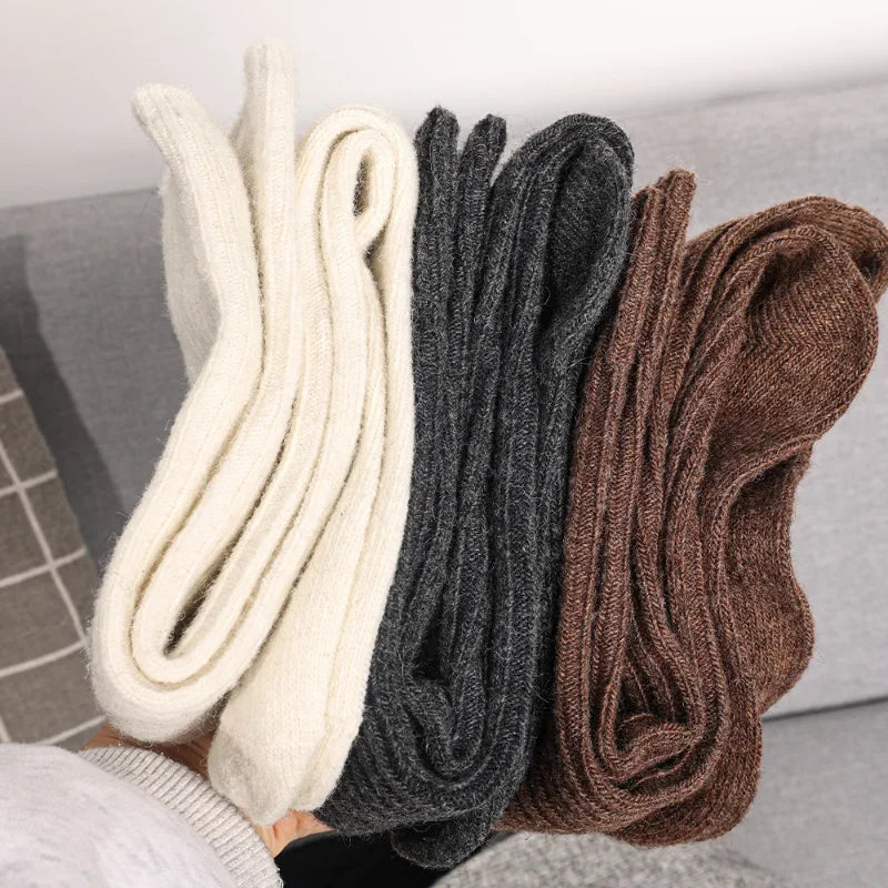 Women Long Socks Cashmere Wool Over Knee-High Stockings