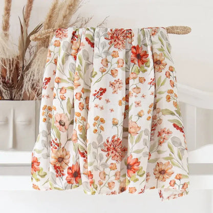 Bamboo Swaddle Blanket Baby Blankets Newborn Muslin Blanket Organic Cotton Soft New Born Wrap 5 Petal Flower for Spring