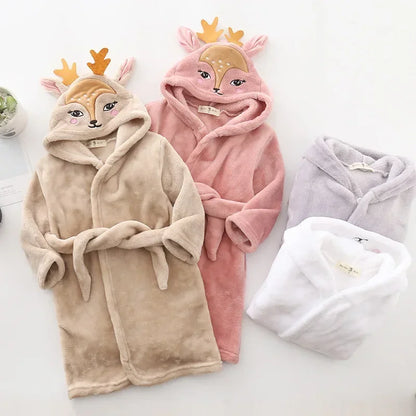 Boys Girls Hooded Bathrobe Toddler Rabbit Anime Cartoon Towel Beach Children's Sleepwear Baby Kids Bath Robes Pyjamas Nightgown