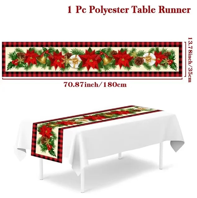 Christmas Table Runner Merry Christmas Decoration for Home Xmas Decor 2024 Navidad Notal Noel Xmas Ornament Happy New Year 2025