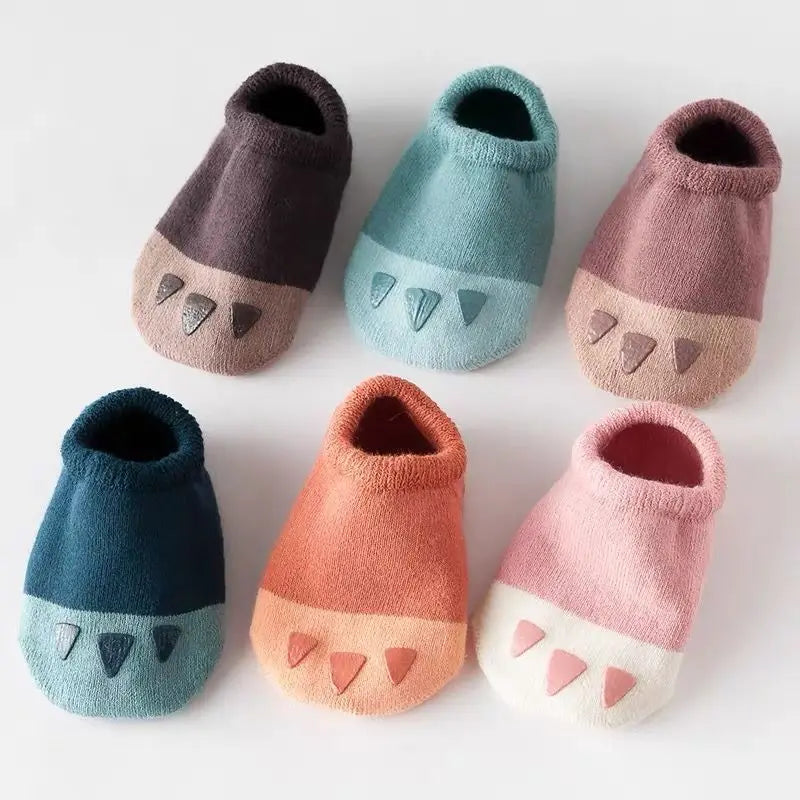 1 Pairs Boys Infant Walking Socken Girls Kids Anti Slip Floor Sock Fashion Solid Color Cotton Newborn Baby Socks