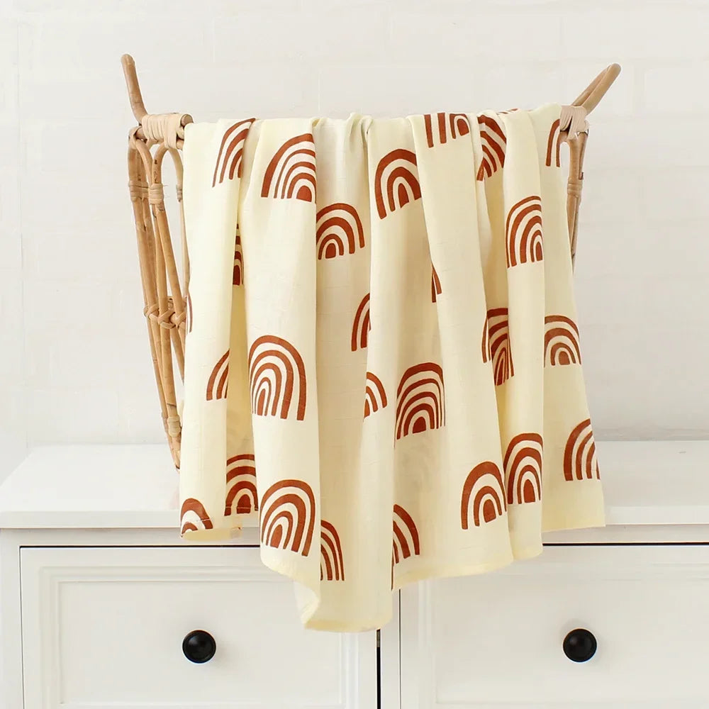 Bamboo Swaddle Blanket Baby Blankets Newborn Muslin Blanket Organic Cotton Soft New Born Wrap 5 Petal Flower for Spring
