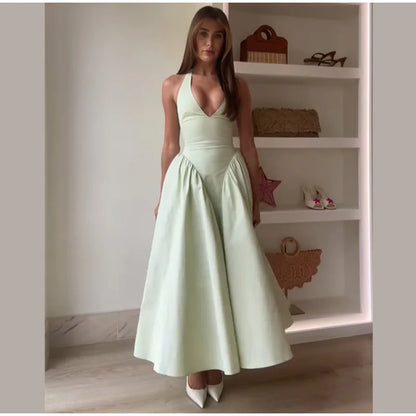 Fashion Solid Long Denim Vestidos Women Sleeveless OffShoulder Lace Up Backless Square Neck Jeans Dresses 2025 Chic Street Wear