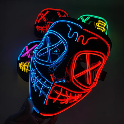 Wireless Halloween Neon LED Purge Mask Masque Masquerade Party Masks Light Grow in the Dark Horror Mask Glowing Masker