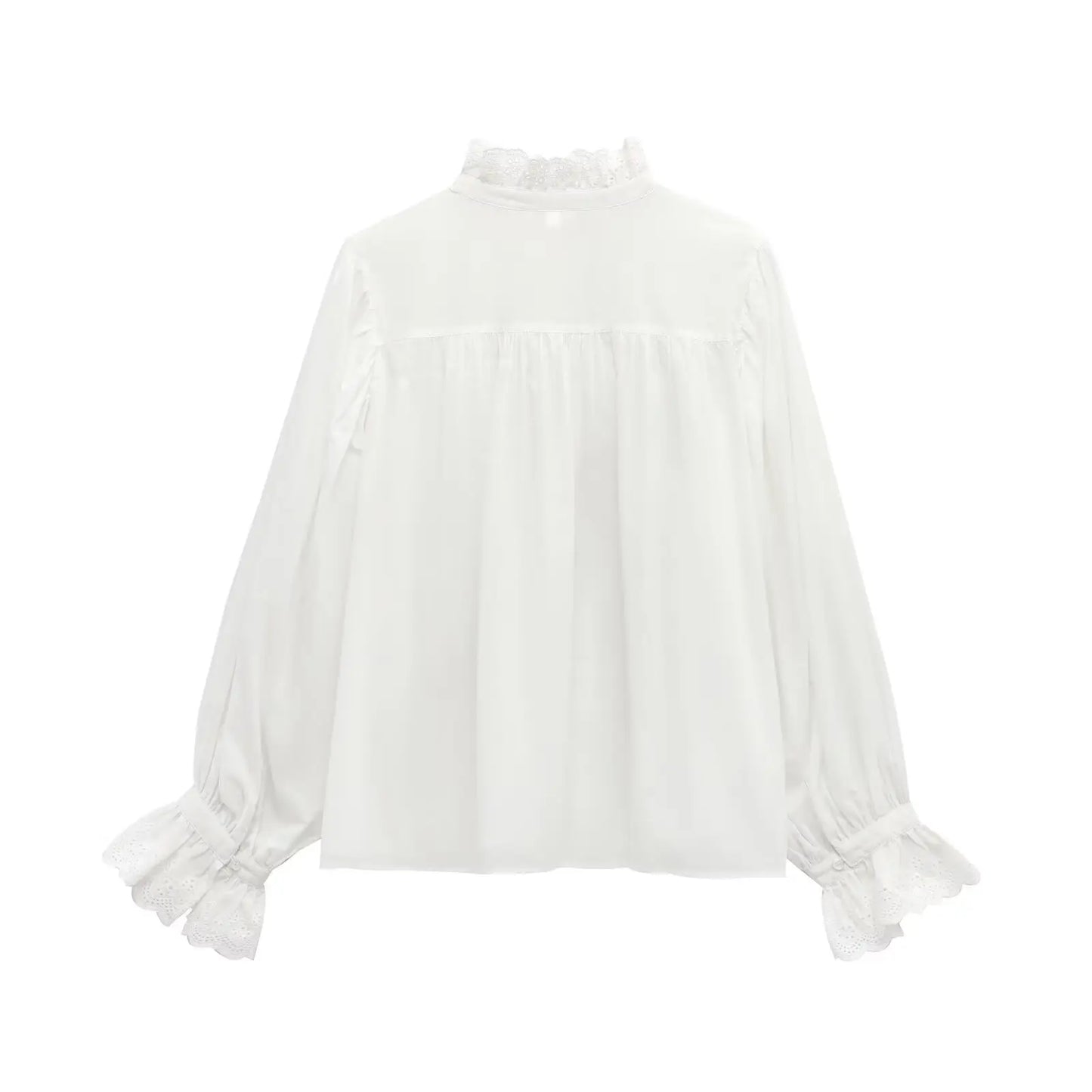 TRAF 2025 Woman Fashion Casual Breathable Hollowed Out Embroidered Top Slim Single Breasted Shirts Spring