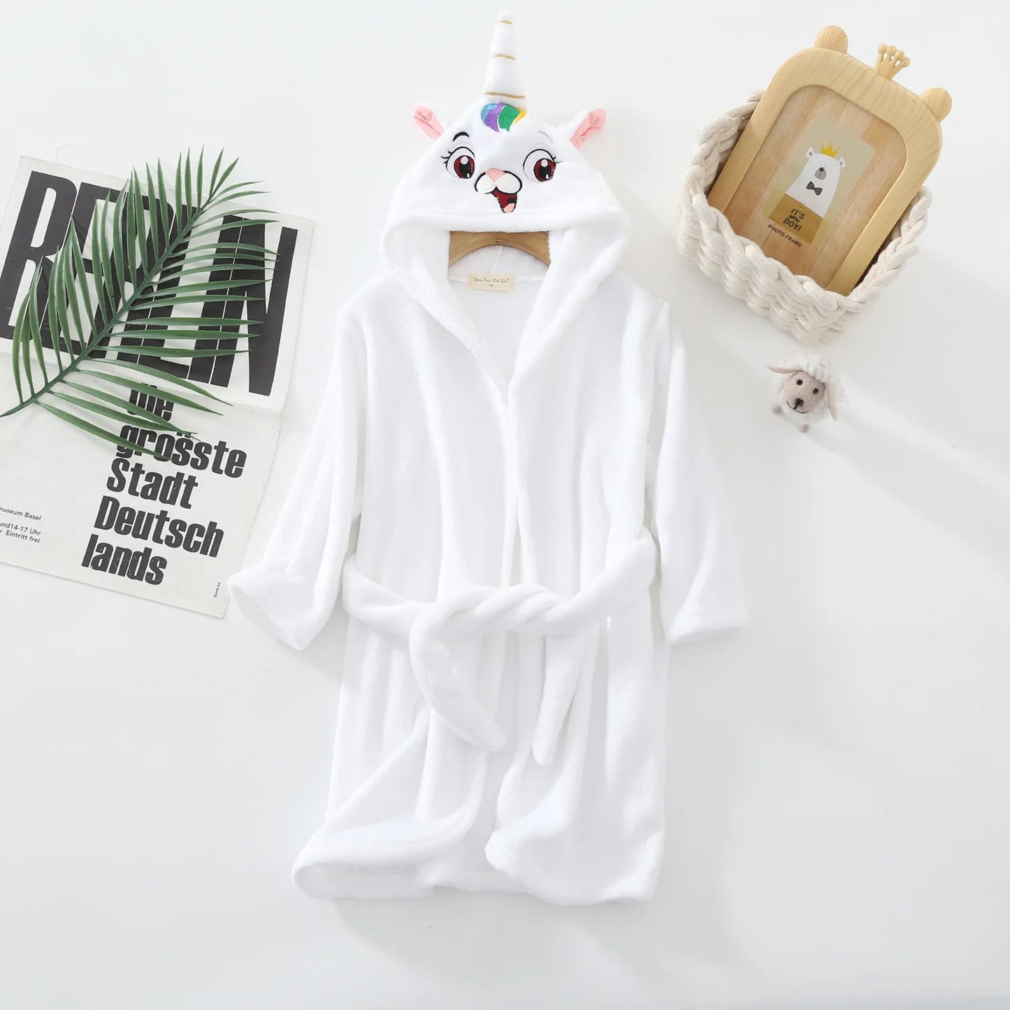 Boys Girls Hooded Bathrobe Toddler Rabbit Anime Cartoon Towel Beach Children's Sleepwear Baby Kids Bath Robes Pyjamas Nightgown