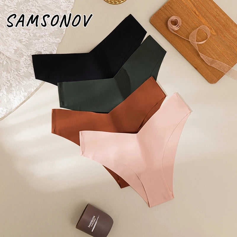 Shop Women's Seamless Silk Thong Panties - Low-Waist, High Elasticity Lingerie