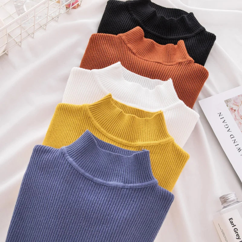 Women Spring Turtleneck Sweater Knitted Soft Pullovers cashmere Jumpers Basic Solid Soft Sweaters Women Autumn Winter Casual Top