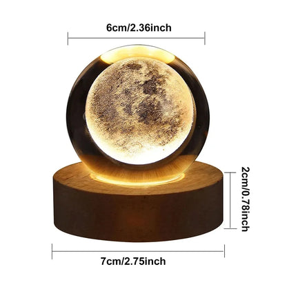 Shop 3D Galaxy Crystal Lamp with Planet Projections USB Night Light