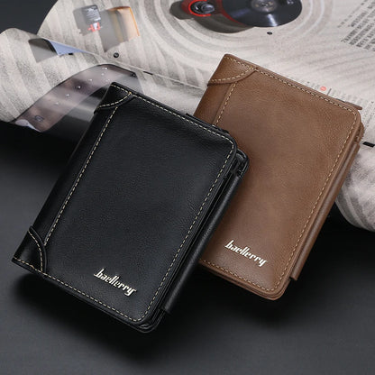 New PU Leather Men Wallets High Quality Zipper Short Desigh Card Holder Male Purse Vintage Coin Holder Men Wallets