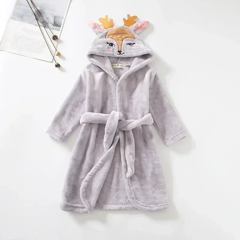 Boys Girls Hooded Bathrobe Toddler Rabbit Anime Cartoon Towel Beach Children's Sleepwear Baby Kids Bath Robes Pyjamas Nightgown