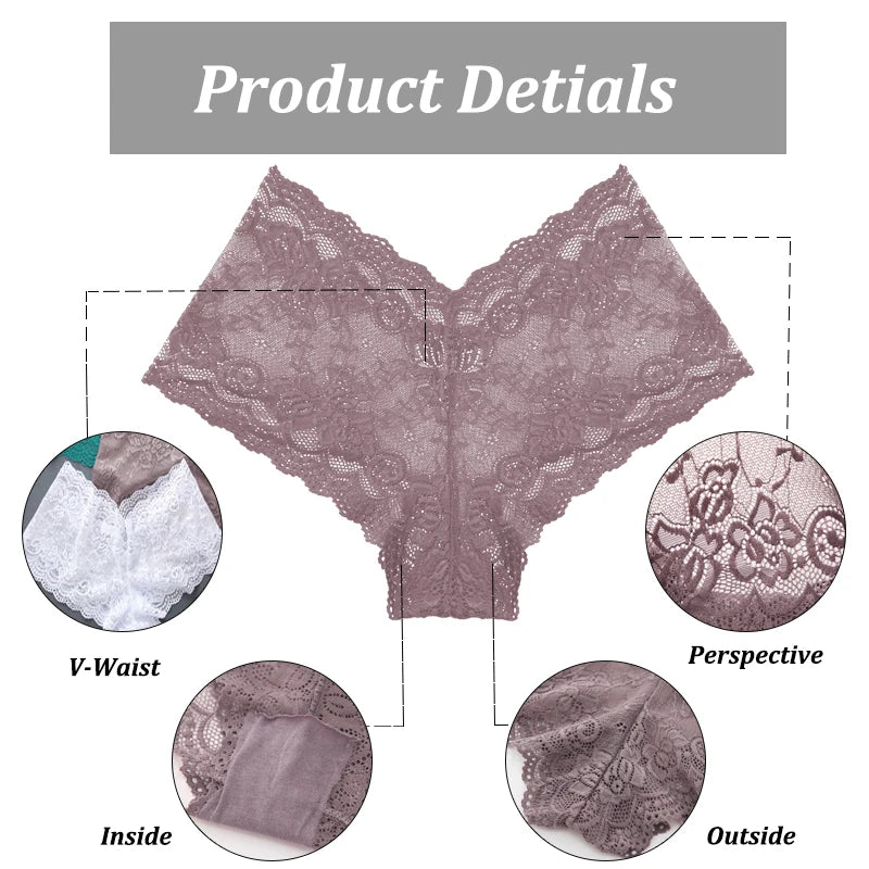 Shop 3PCS Floral Lace V-Waist Panties - Sexy, Breathable Intimates