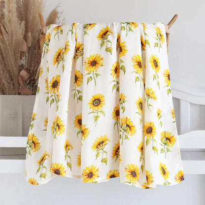 Bamboo Swaddle Blanket Baby Blankets Newborn Muslin Blanket Organic Cotton Soft New Born Wrap 5 Petal Flower for Spring