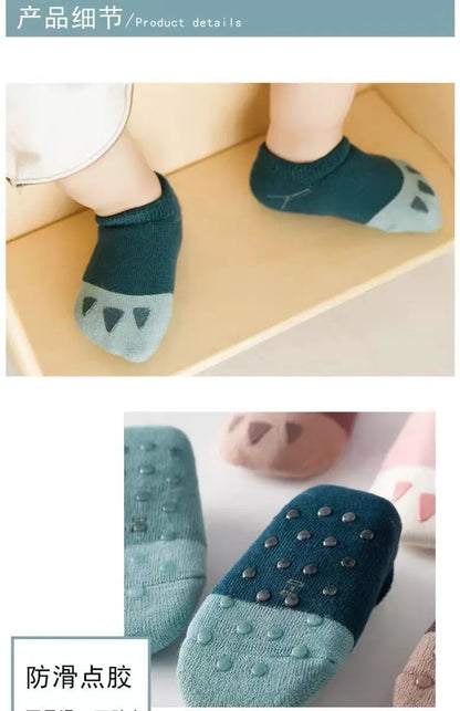 1 Pairs Boys Infant Walking Socken Girls Kids Anti Slip Floor Sock Fashion Solid Color Cotton Newborn Baby Socks