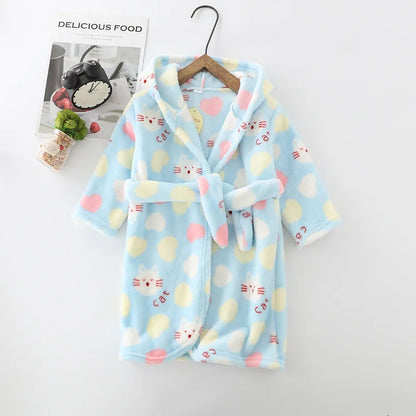 Boys Girls Hooded Bathrobe Toddler Rabbit Anime Cartoon Towel Beach Children's Sleepwear Baby Kids Bath Robes Pyjamas Nightgown