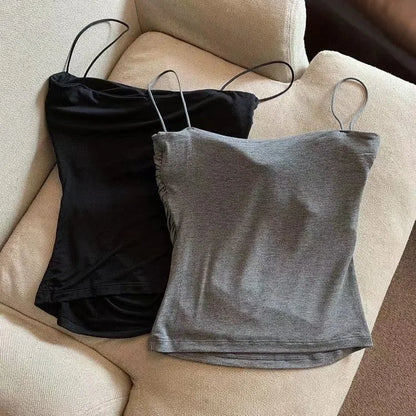 2024 Women Halter Top Summer Korean Style Trend Fashion Built in Women Bra Stretch Women Beach Everyday Casual Tank Top
