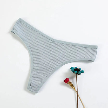 Shop 4-Piece Cotton Women's Breathable Thongs - Striped G-String Lingerie