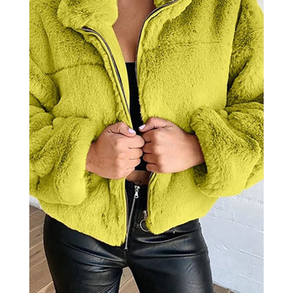 Shop Women's High Neck Teddy Fleece Coat - Korean Style Winter Jacket
