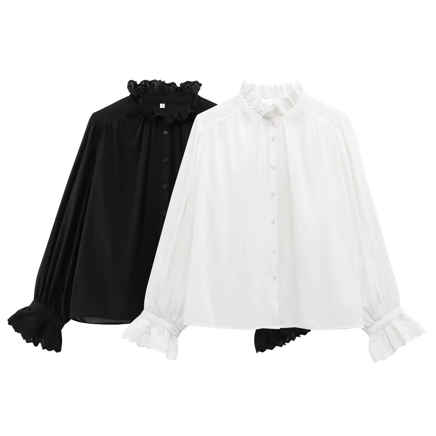 TRAF 2025 Woman Fashion Casual Breathable Hollowed Out Embroidered Top Slim Single Breasted Shirts Spring