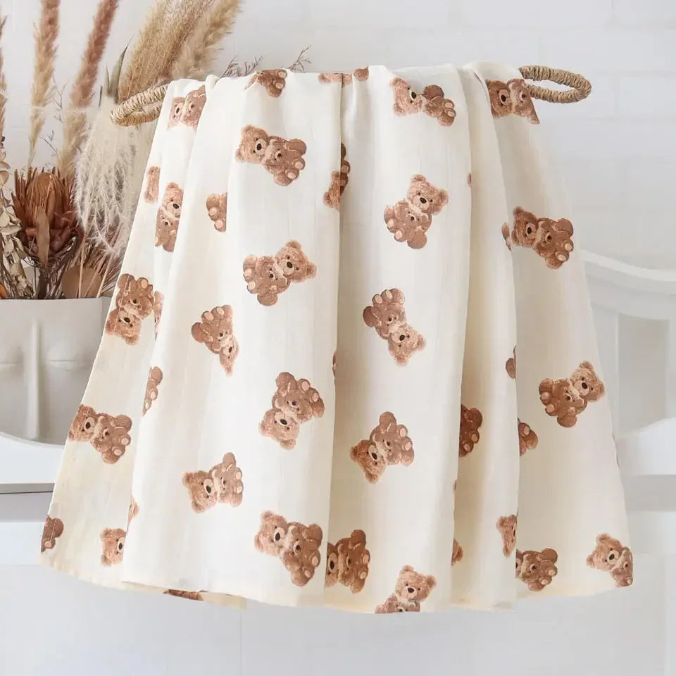 Bamboo Swaddle Blanket Baby Blankets Newborn Muslin Blanket Organic Cotton Soft New Born Wrap 5 Petal Flower for Spring