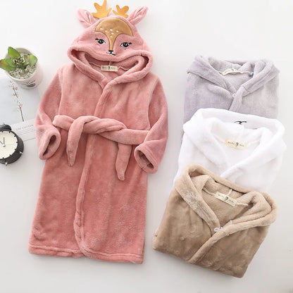 Boys Girls Hooded Bathrobe Toddler Rabbit Anime Cartoon Towel Beach Children's Sleepwear Baby Kids Bath Robes Pyjamas Nightgown