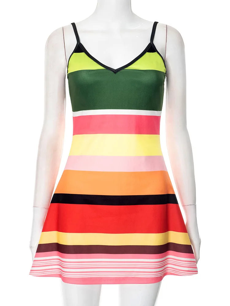 Fantoye Print Zebra Sexy V-neck Women Dress Spaghetti Strap Mini Dress Female Summer Slim Elegant Vacation Party Beachwear 2025