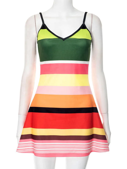 Fantoye Print Zebra Sexy V-neck Women Dress Spaghetti Strap Mini Dress Female Summer Slim Elegant Vacation Party Beachwear 2025