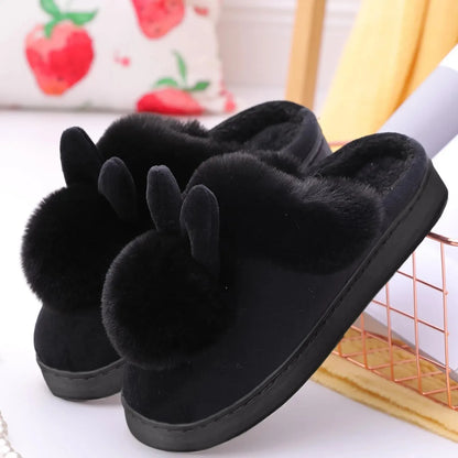 Fluffy Rabbit Ears Indoor Slippers