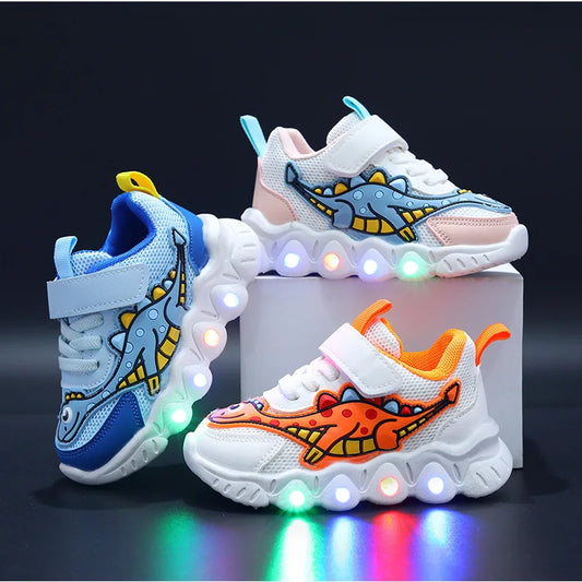 LED Light-Up Kids Sneakers - Breathable Cartoon Shoes