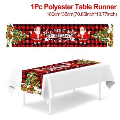 Christmas Table Runner Merry Christmas Decoration for Home Xmas Decor 2024 Navidad Notal Noel Xmas Ornament Happy New Year 2025