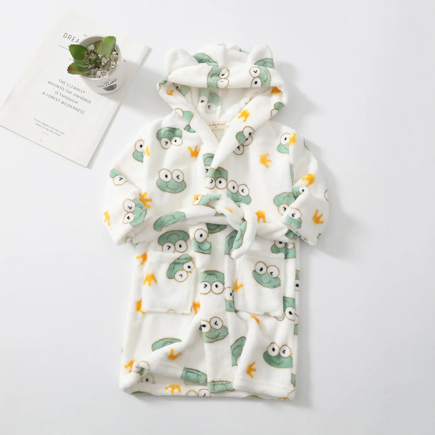 Boys Girls Hooded Bathrobe Toddler Rabbit Anime Cartoon Towel Beach Children's Sleepwear Baby Kids Bath Robes Pyjamas Nightgown