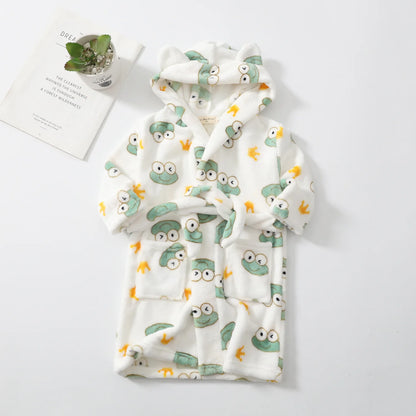 Boys Girls Hooded Bathrobe Toddler Rabbit Anime Cartoon Towel Beach Children's Sleepwear Baby Kids Bath Robes Pyjamas Nightgown