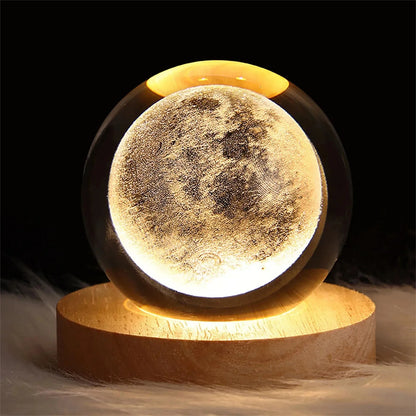 Shop 3D Galaxy Crystal Lamp with Planet Projections USB Night Light