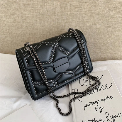 Shop Vintage Rivet Chain Crossbody Bag - Chic PU Leather Handbag