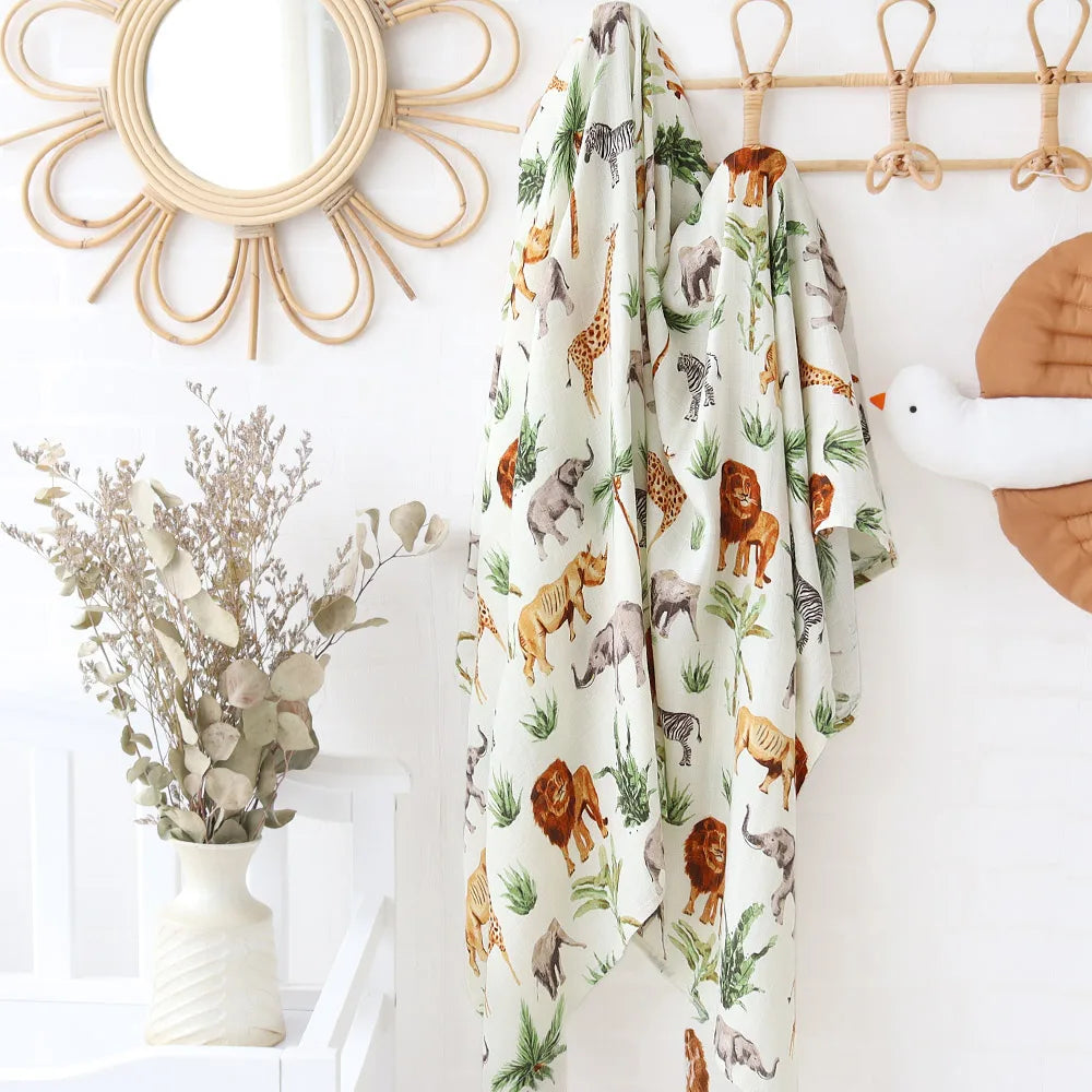 Bamboo Swaddle Blanket Baby Blankets Newborn Muslin Blanket Organic Cotton Soft New Born Wrap 5 Petal Flower for Spring