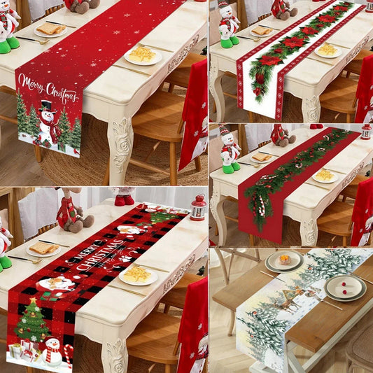 Christmas Table Runner Merry Christmas Decoration for Home Xmas Decor 2024 Navidad Notal Noel Xmas Ornament Happy New Year 2025