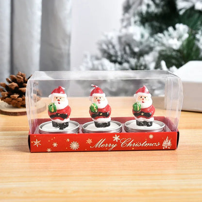 3pcs Christmas Candles Atmosphere Valentine's Day Santa Claus Snowman Xmas Tree Pine Cones Craft Gifts Party Table Decorations