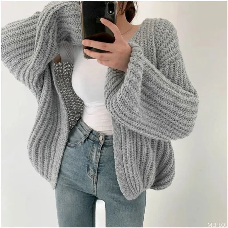 Shop Versatile Knit V-Neck Cardigan - Women's Streetwear Vintage Style