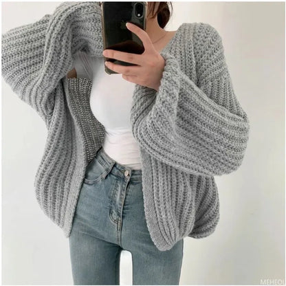 Shop Versatile Knit V-Neck Cardigan - Women's Streetwear Vintage Style