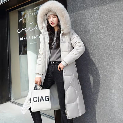 Women Winter Jacket 2024 New Mid-length Clothes Fashion Slim Fur Collar Thick Cotton Coat Elegant Parka Woman Padded Coat