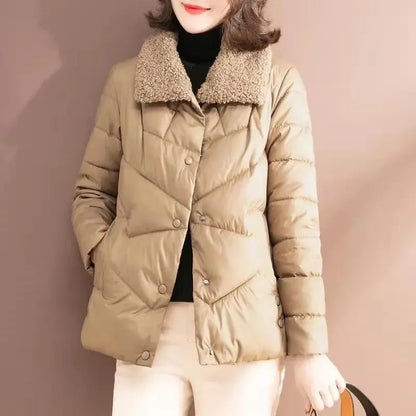 2024 New Winter Fashionable Cotton-padded Coat Lightweight Wool Blend Jacket Loose-fit Cropped Women's Outerwear