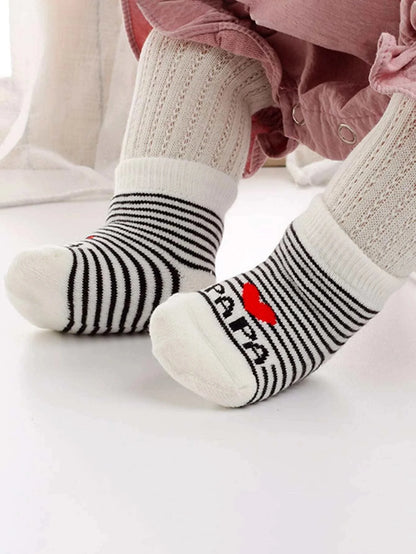 2Pairs Lovely Baby Socks Pack White Cotton Newborn Bebe Boys Girls Crew Socks Lot Love Mama Socks Toddler Stripe Infant Gift