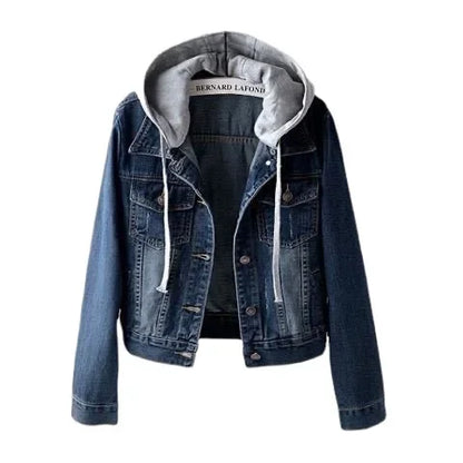 New 2024 Spring Autumn Denim Jacket Women's Long Sleeve Hooded Clip-on Women's Cropped Top Student Cropped Denim Jacket