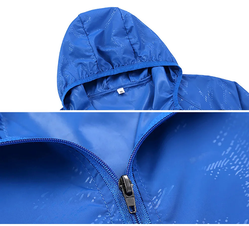 Hooded Sunbreaker Coat Women Men Windbreaker Jacket Waterproof UV Quick Dry Skin Ultra-Light Rainproof Breathable With Pocket