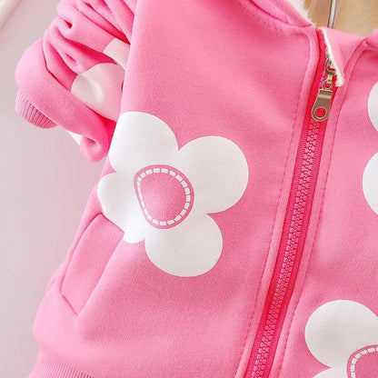 Shop Cozy Flower Hoodie & Pants Set for Girls - Perfect for Autumn & Winter