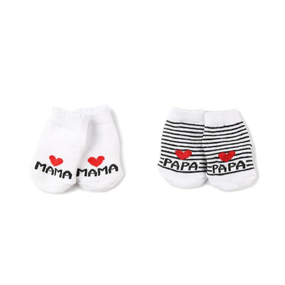 2Pairs Lovely Baby Socks Pack White Cotton Newborn Bebe Boys Girls Crew Socks Lot Love Mama Socks Toddler Stripe Infant Gift